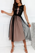 Sweet Jasmine Chiffon Lace Midi Dress