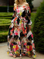 Women's Dresses One-Shoulder Strapless Print Maxi Dress