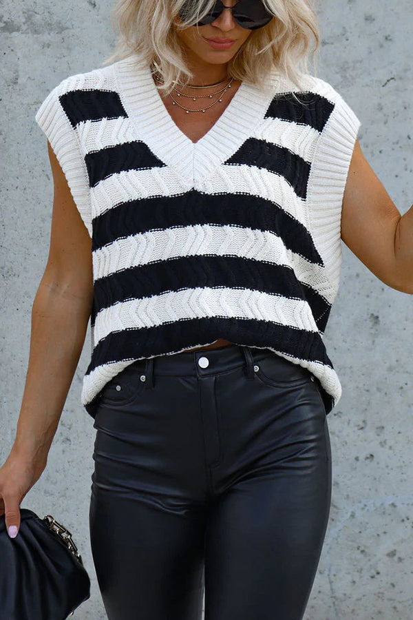 Between The Lines Striped Knit Sweater Vest