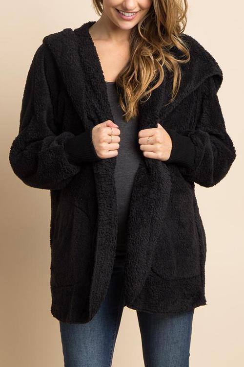 Fluffy Fleece Open Coat