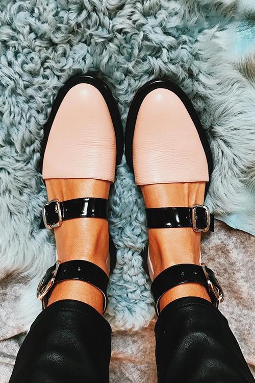 Buckle Color Block Sandals Flats