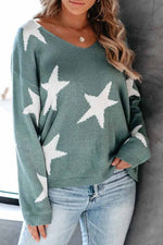 Cute Star V Neck Loose Sweater