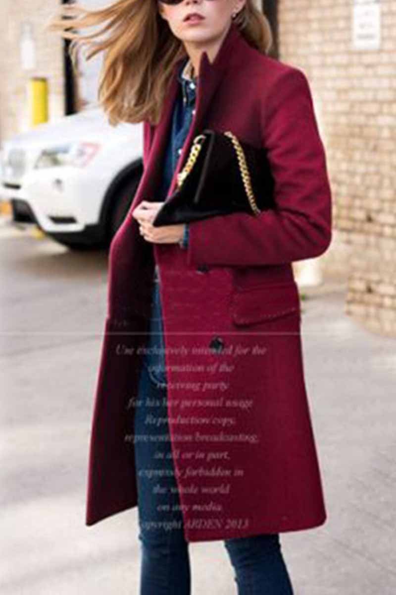 Florcoo Thick Solid Color Button Coat(3 Colors)