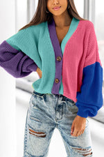 Sweet and Collected Button Up Colorblock Cardigan
