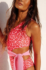 Sweet One-shoulder Leopard One-piece Swimsuit