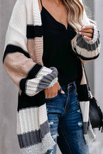 Autumn And Winter Contrast Sweater Coat
