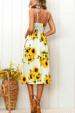 Florcoo Sunflower Print Camisole Dress