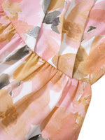 Elegant Short Sleeve V-Neck Printed Maxi Dress