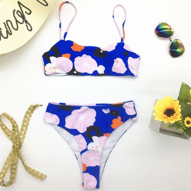 Florcoo Printed High-waist Bikini Swimwear