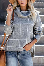 Florcoo Turtleneck Plaid Sweater