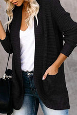 Solid Color Long Sleeve Knitted Cardigan