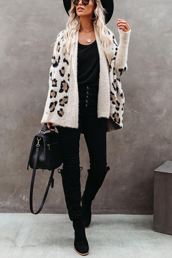 Catch A Chill Leopard Relaxed Cardigan