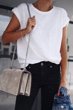 Basics Solid Short Sleeve White T Shirt