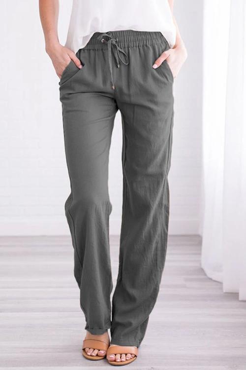 Drawstring Pockets Loose Pants