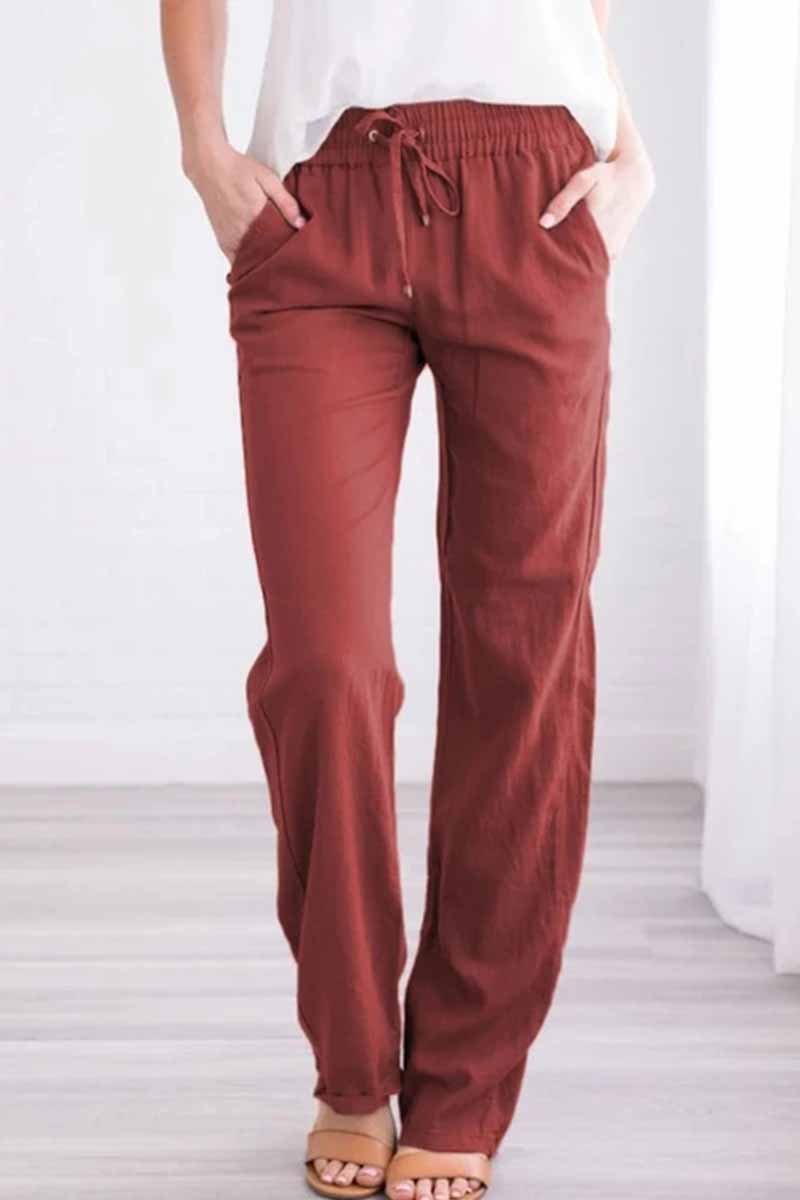 Florcoo Pockets Drawstring Solid Loose Casual Fall Pants(6 Colors)