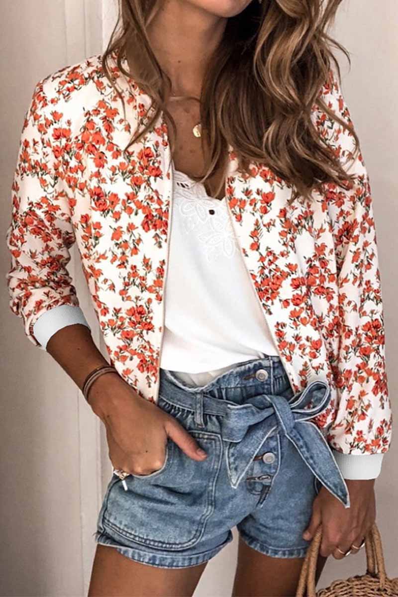 Casual Fashion Printed Round Neck Long Sleeve Jacket(3 Colors)