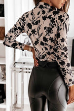 Florcoo Simple Color Long Sleeve V-Neck Shirt Tops