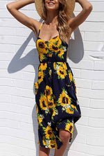 Florcoo Sunflower Print Camisole Dress