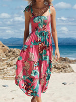 Sleeveless Square Neck Strappy Floral Maxi Dress