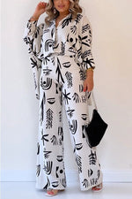 Talk Sweetly Printed Vacation Straight Pants Suit