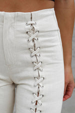 Let It Be Known Lace Up High Rise Pants
