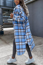 Alanis Pocketed Plaid Long Blouse