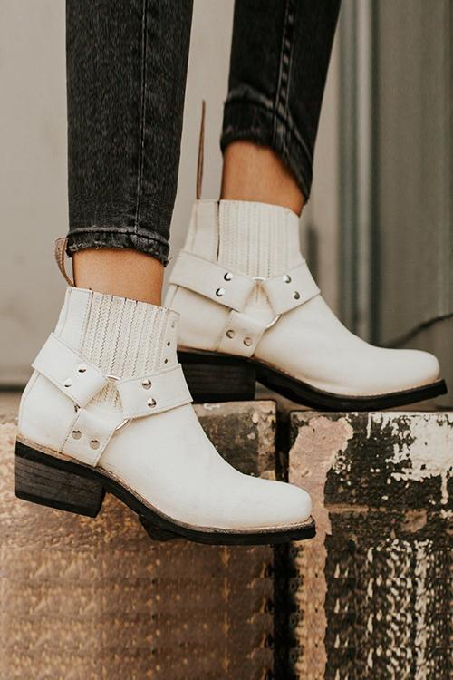 Low Heel Slip On Ankle Boots