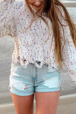 Confetti Ripped Hem Sweater