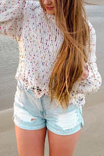 Confetti Ripped Hem Sweater