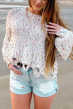 Confetti Ripped Hem Sweater