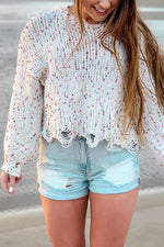 Confetti Ripped Hem Sweater