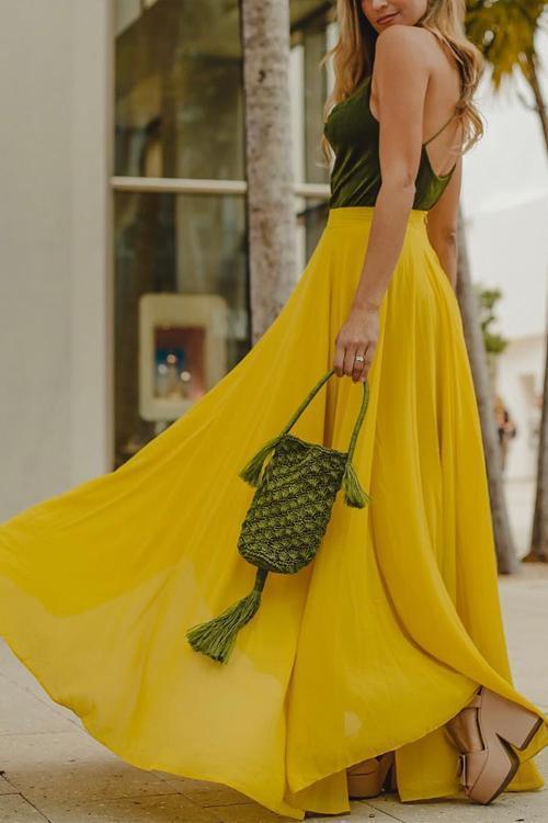 Chiffon High Waist Maxi Skirts