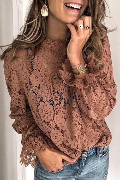 Layering Lace Puffed Sleeve Top