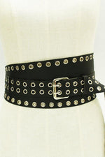 Hollow Leather Wide Belt