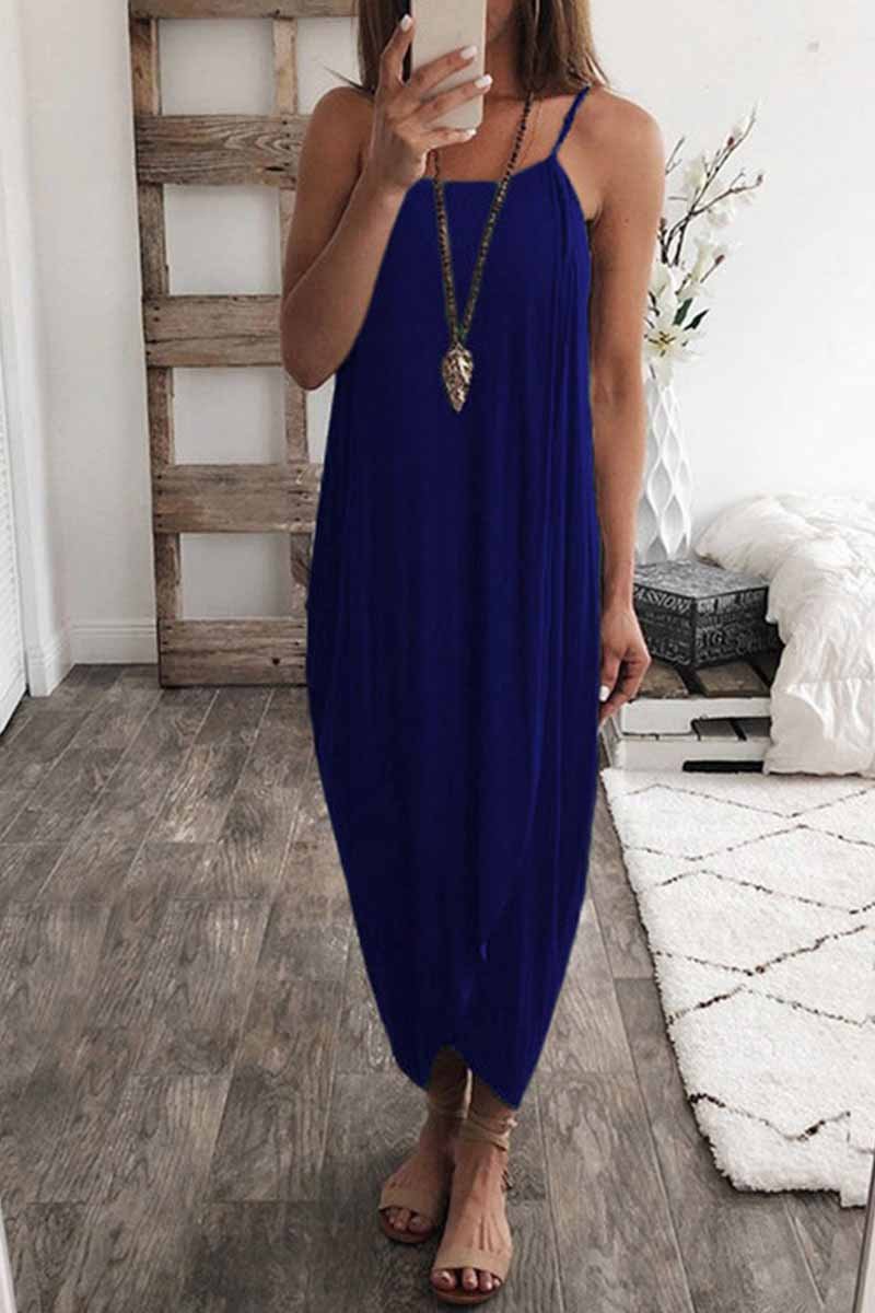Florcoo Solid Color Knitted Loose And Irregular Midi Dress