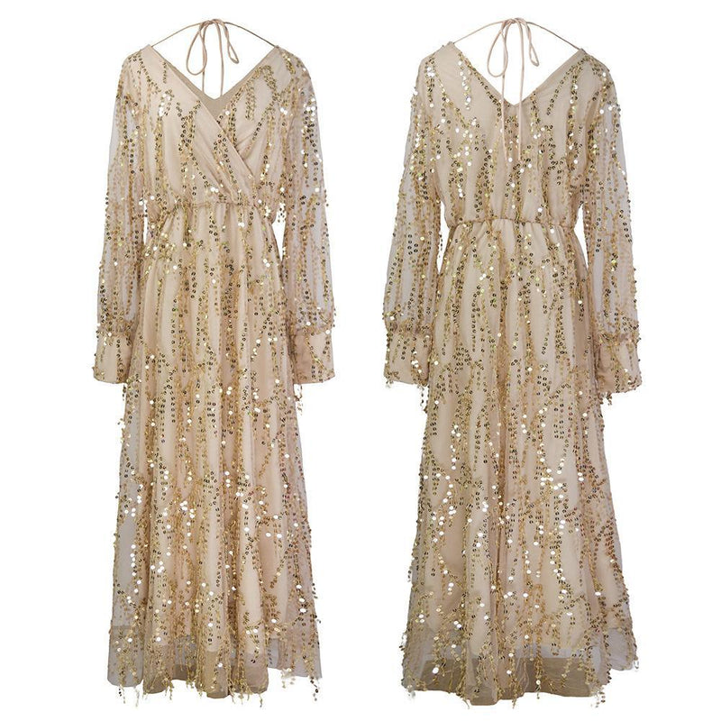 Fringed Sequin Reversible Dress