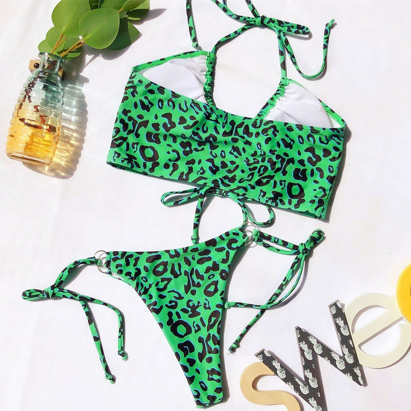Florcoo Split Leopard Bikini Swimsuit(2 colors)