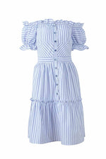 Florcoo Off Shoulder Midi Striped Dress
