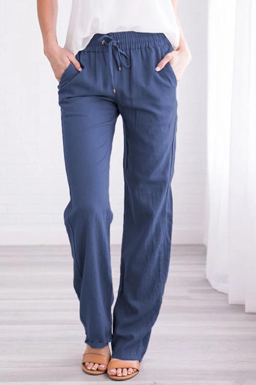 Drawstring Pockets Loose Pants