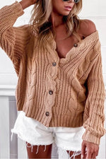 Florcoo Striped V-neck Cardigan Knit Sweater（4 colors）