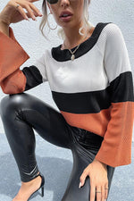 One Word Collar Color-block Knit Sweater