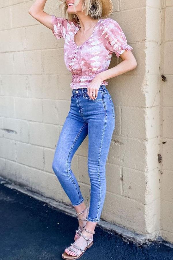 Tie-dye ruffled top