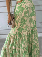 Tropical Print Off Shoulder Cut Out Maxi Dress