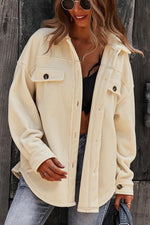 Solid Color Lapel Fleece Jacket