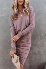 Swanville Long Sleeve Ruched Knit Dress