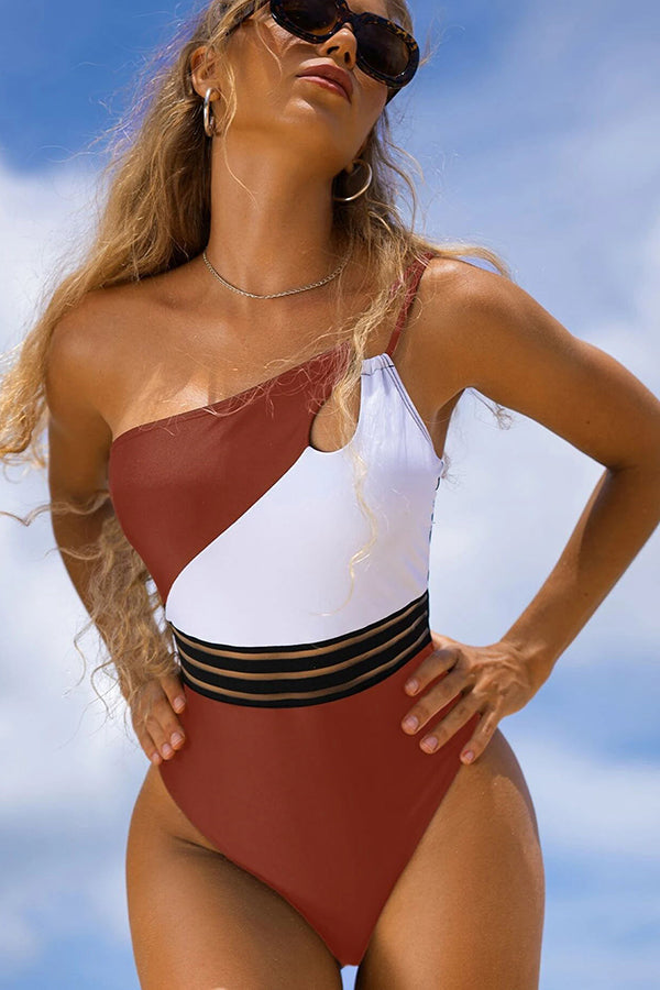 Tulum Time See-through Colorblock One-piece Swimsuit