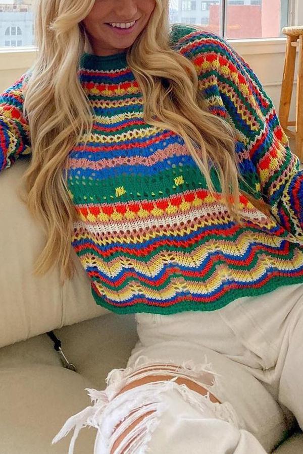 Outside The Lines Colorful Crochet Sweater