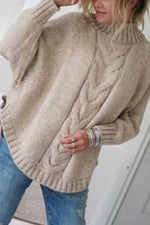 Florcoo Turtleneck Sweater Loose Knitted Pullover Jumper Winter Streetwear