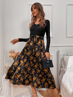 Casual Long Sleeve Floral Maxi Dress