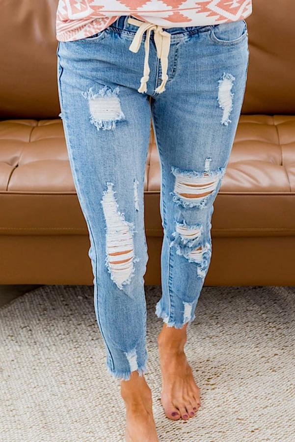 Clayton Distressed Drawstring Jeans